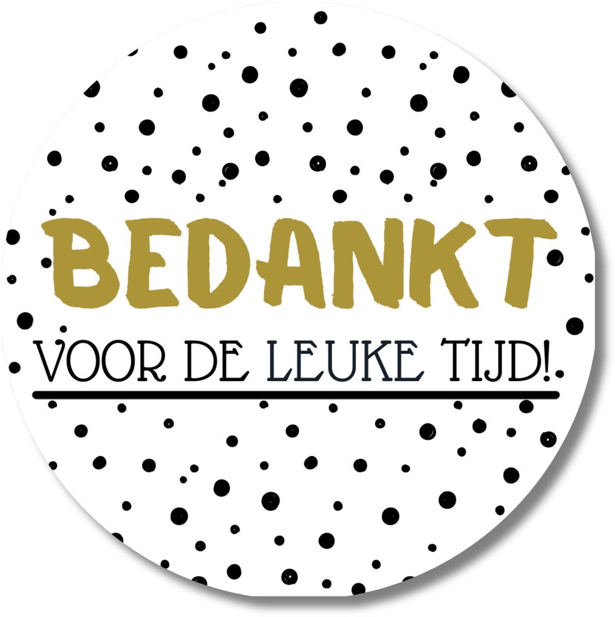 Stickers Bedankt voor de leuke tijd – 20 stuks – zwart wit – goud – afscheid