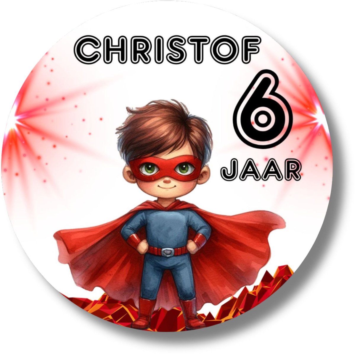 Traktatiestickers Superheld - Verjaardag - Met naam en leeftijd - 20 stuks