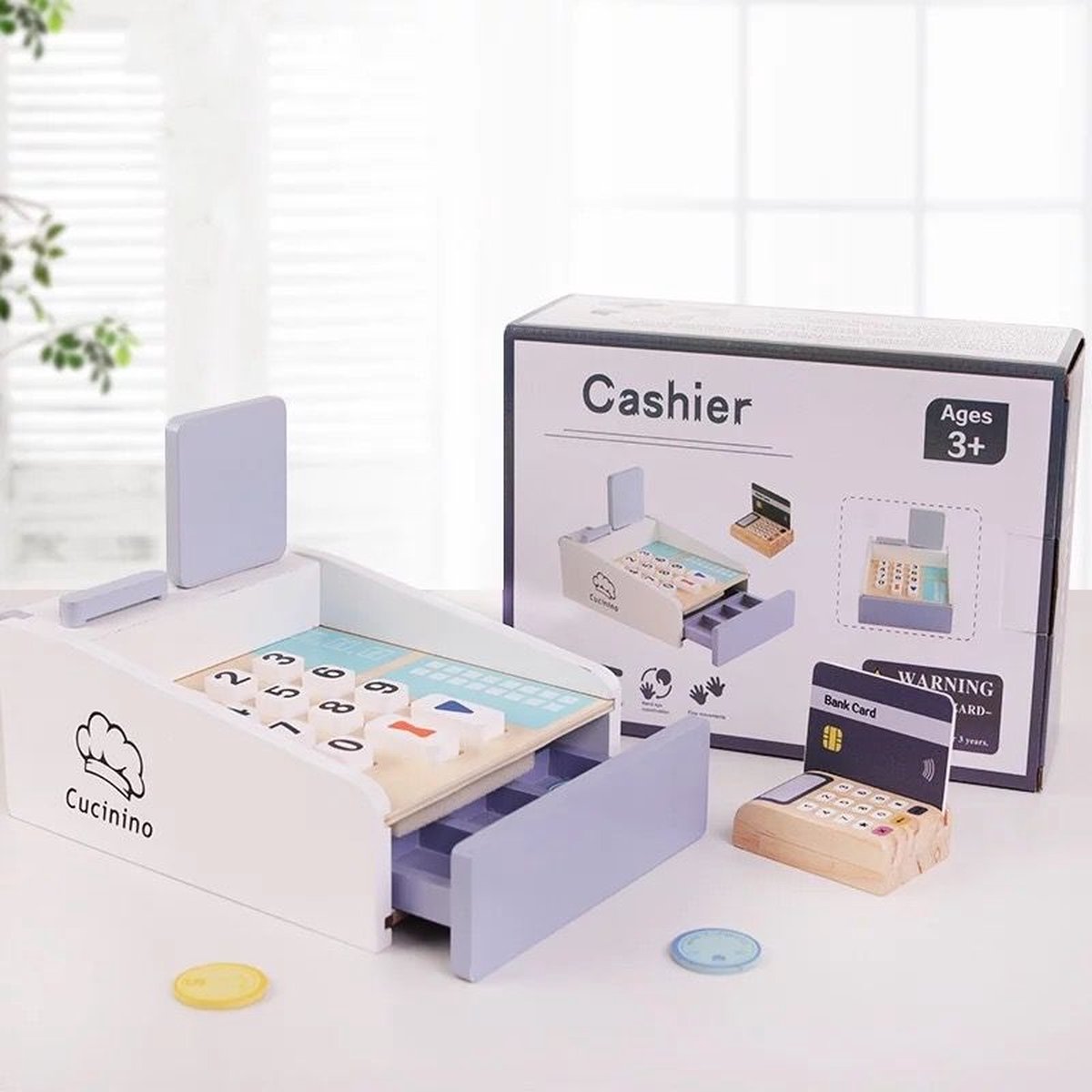 Houten speelgoed kassa - Educatief - Met geld en pinautomaat