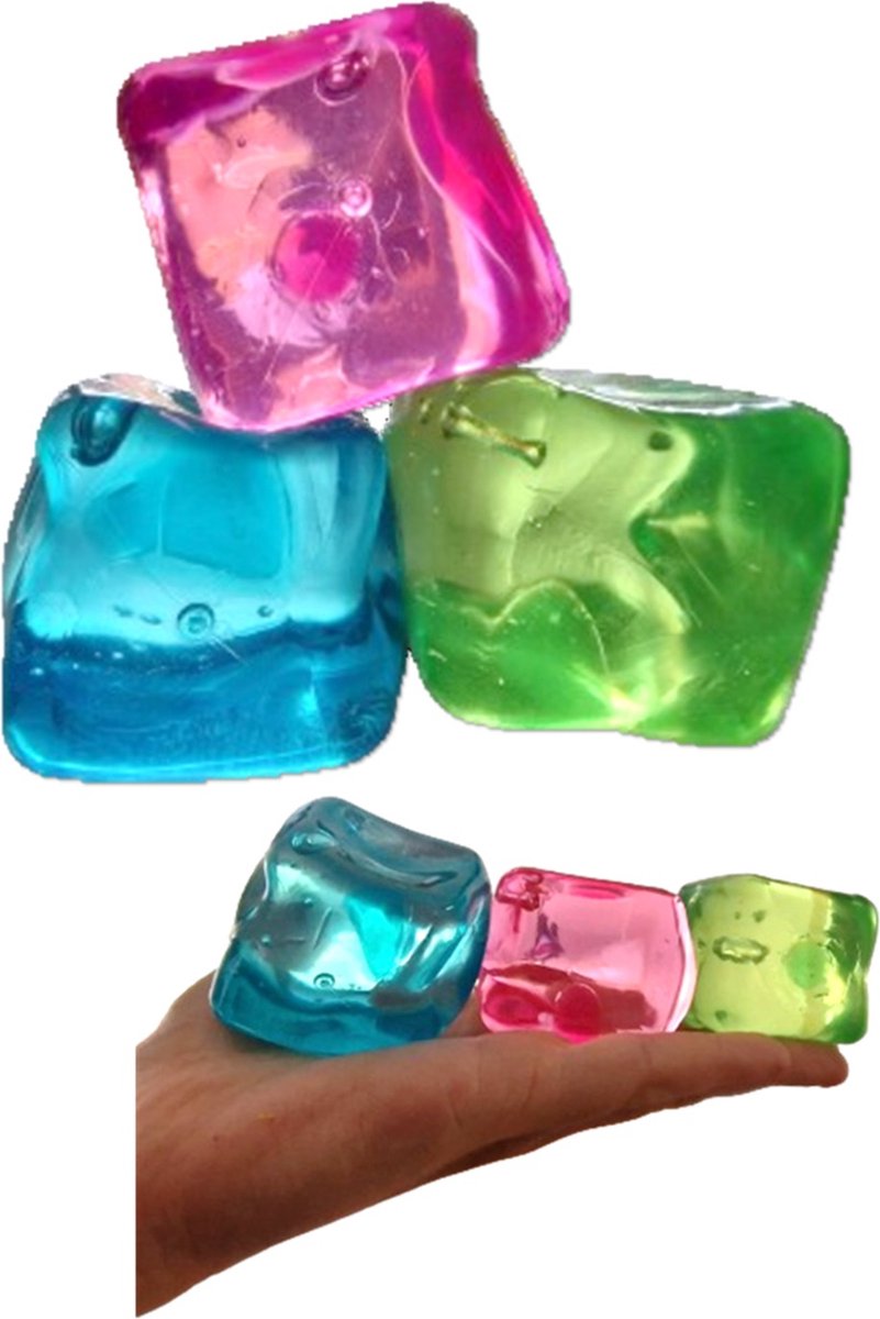Ice Cube anti stressbal - 5 x 5 x 5 cm - Super uitrekbaar - 1 exemplaar - Fidget Toy - Knijpbal voor de hand