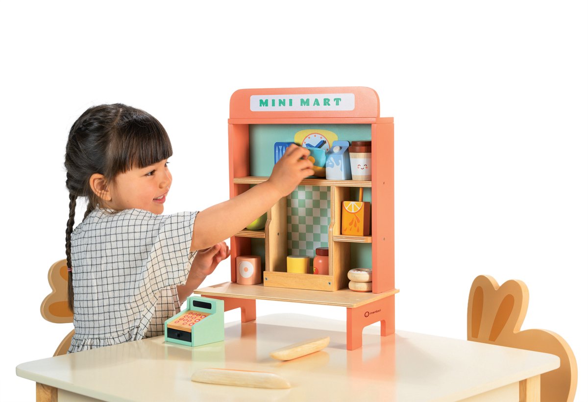 Mentari houten speelgoed Mini Markt winkelset voor kinderen.