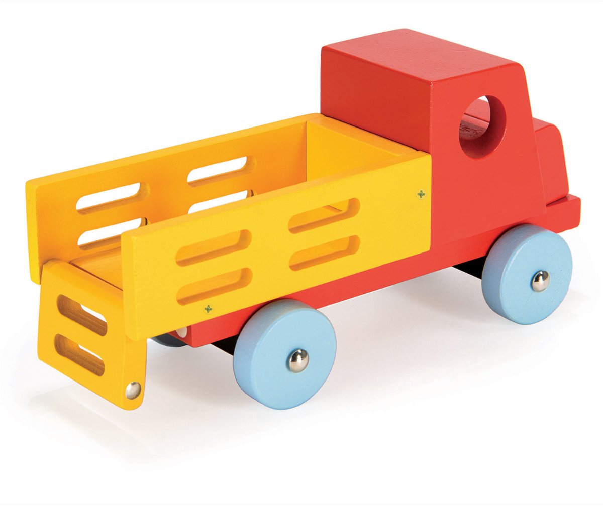 Mentari houten speelgoed vrachtwagen rood - educatief en duurzaam.