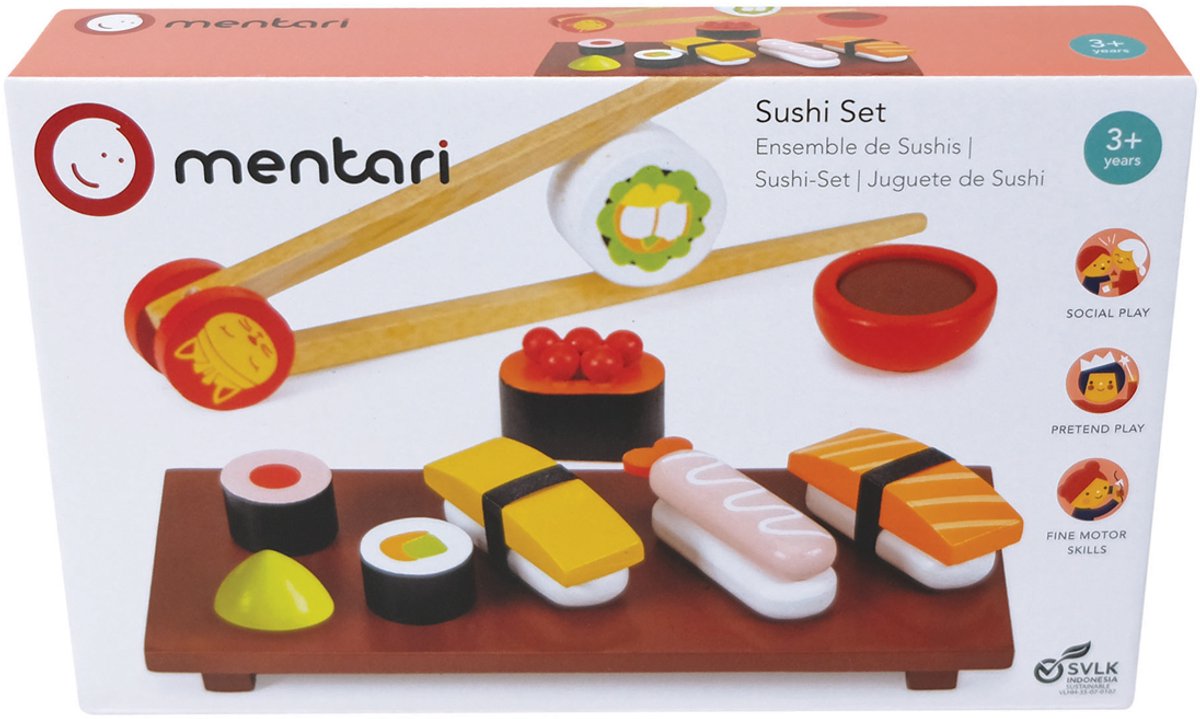 Mentari houten sushi speelgoedset - educatief rollenspel voor kinderen.
