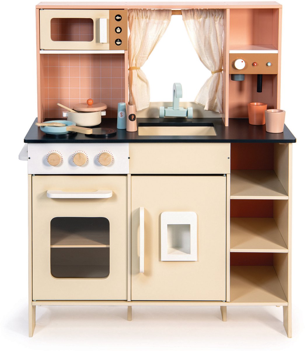 Mentari speelkeuken - houten speelgoedkeuken crème multicolor.