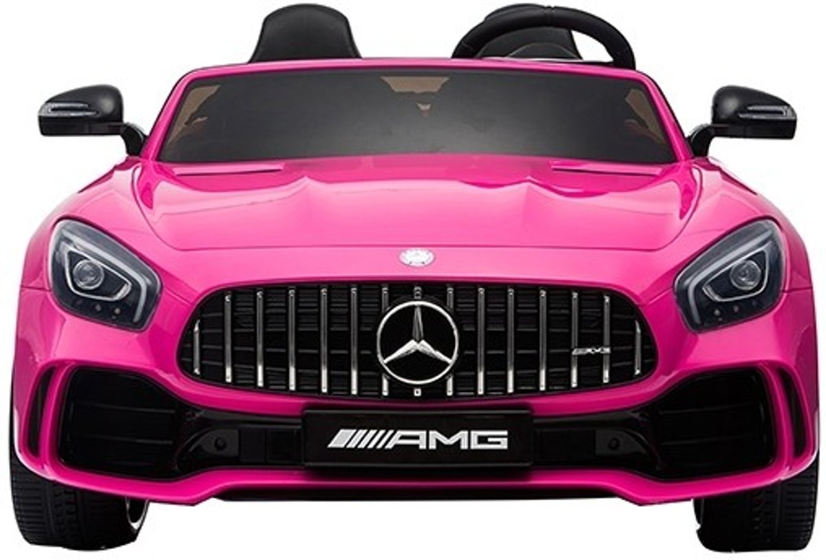 Elektrische Kinderauto Mercedes Benz GT R Roze 2 Persoons Auto 24V Met Afstandsbediening FULL OPTIONS