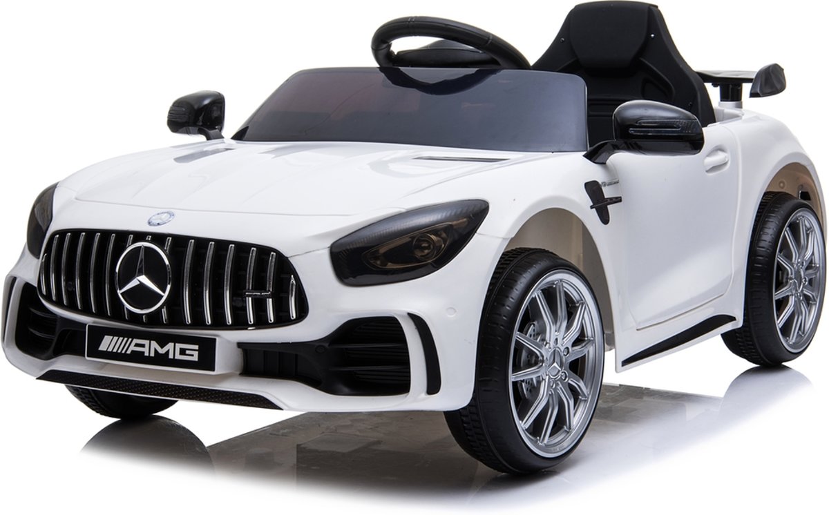 Elektrische Kinderauto Mercedes-Benz GTR AMG Wit 12V Met Afstandsbediening FULL OPTIONS