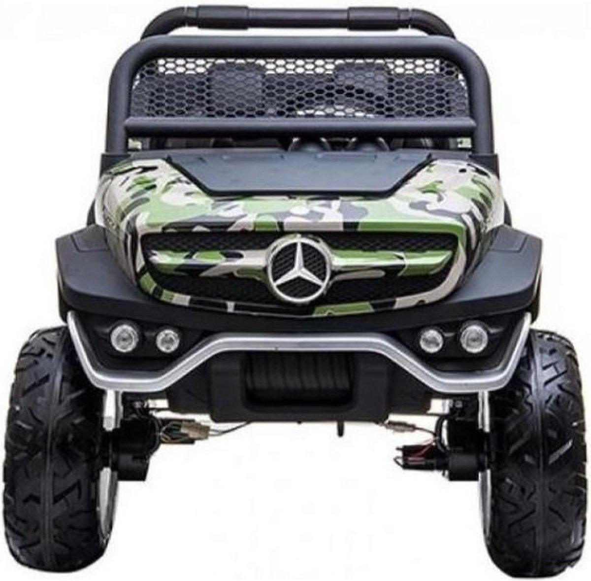 Elektrische Kinderauto Mercedes Benz Unimog Camouflage 2 Persoons 4x4 met Afstandsbediening FULL OPTIONS
