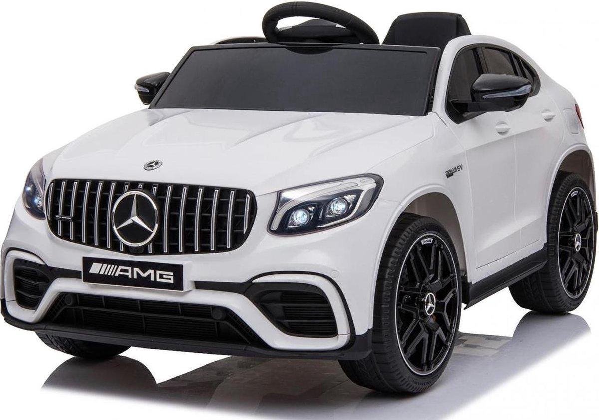 Elektrische Kinderauto Mercedes Benz GLC 63 S Wit 12V Met Afstandsbediening FULL OPTIONS muziek rubber banden