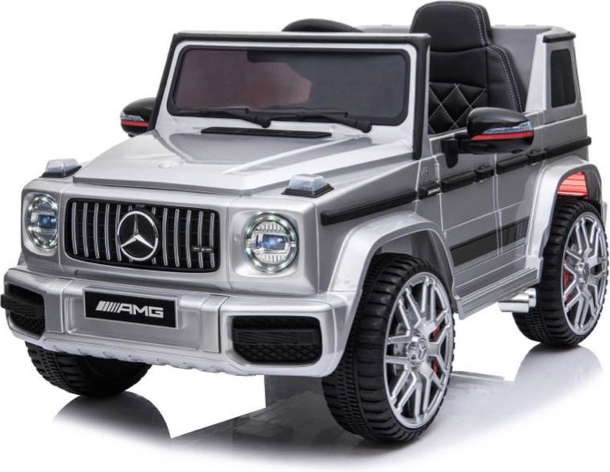   G63 AMG Elektrische Kinderauto - Zilver - 12 volt Kinder Accu Auto - rubberen banden - leder zitje en meer! - Met Afstandsbediening - Gratis verzending