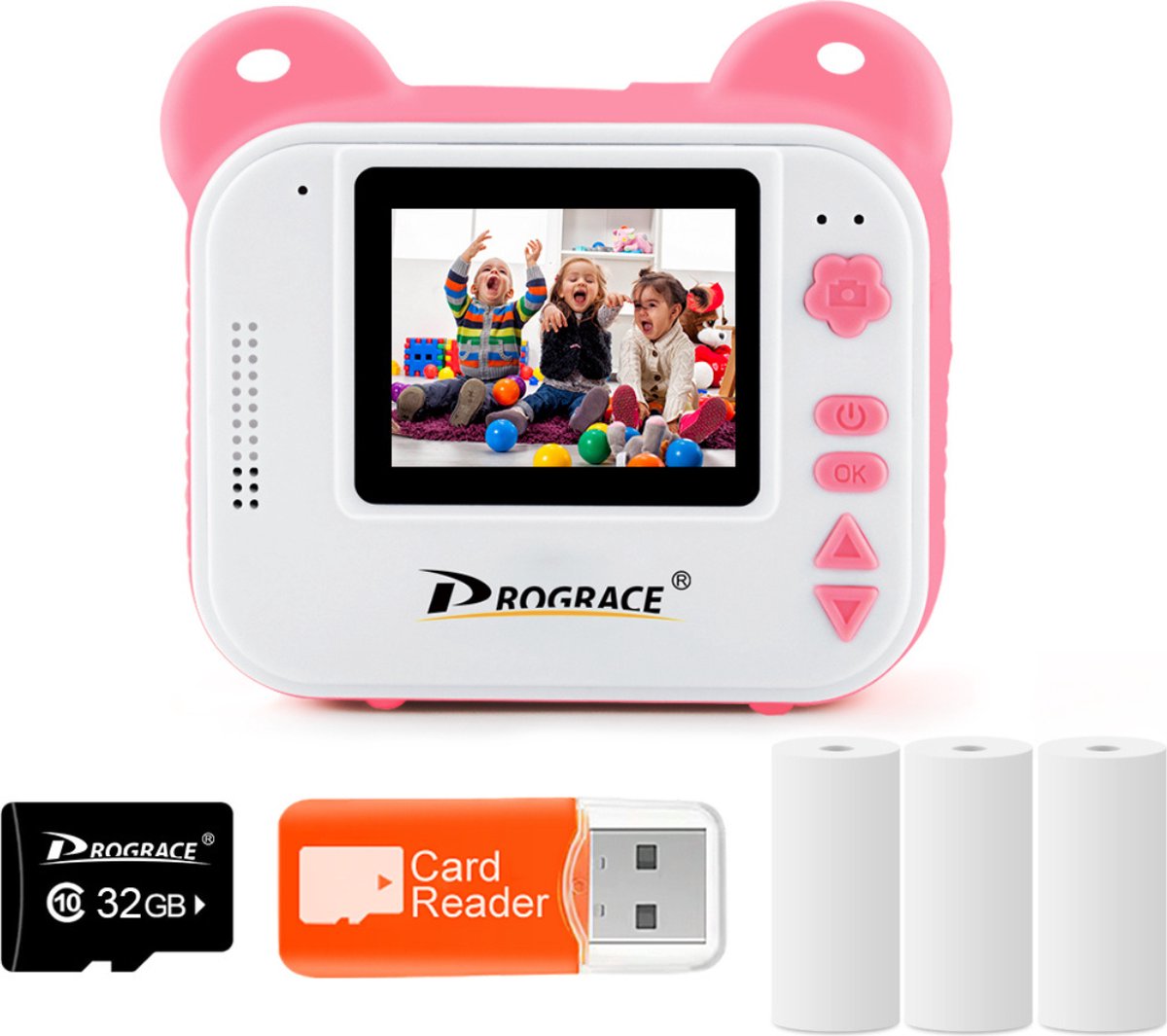 Meridianus Kindercamera - Fototoestel Kinderen - Digitaal - Met Gratis 32 GB - Gratis Foto Papier - Roze