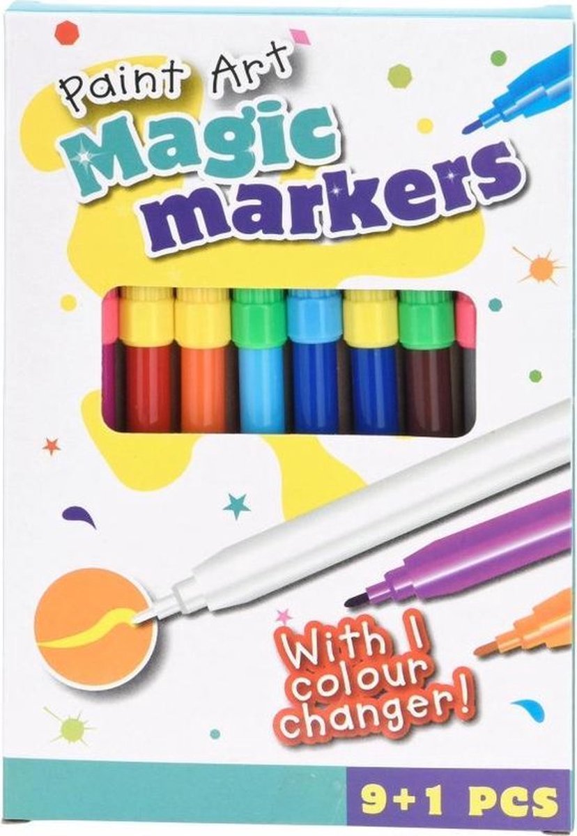 KLEURVERANDERENDE VILTSTIFTEN 9 STUKS + 1 KLEURVERVORMER