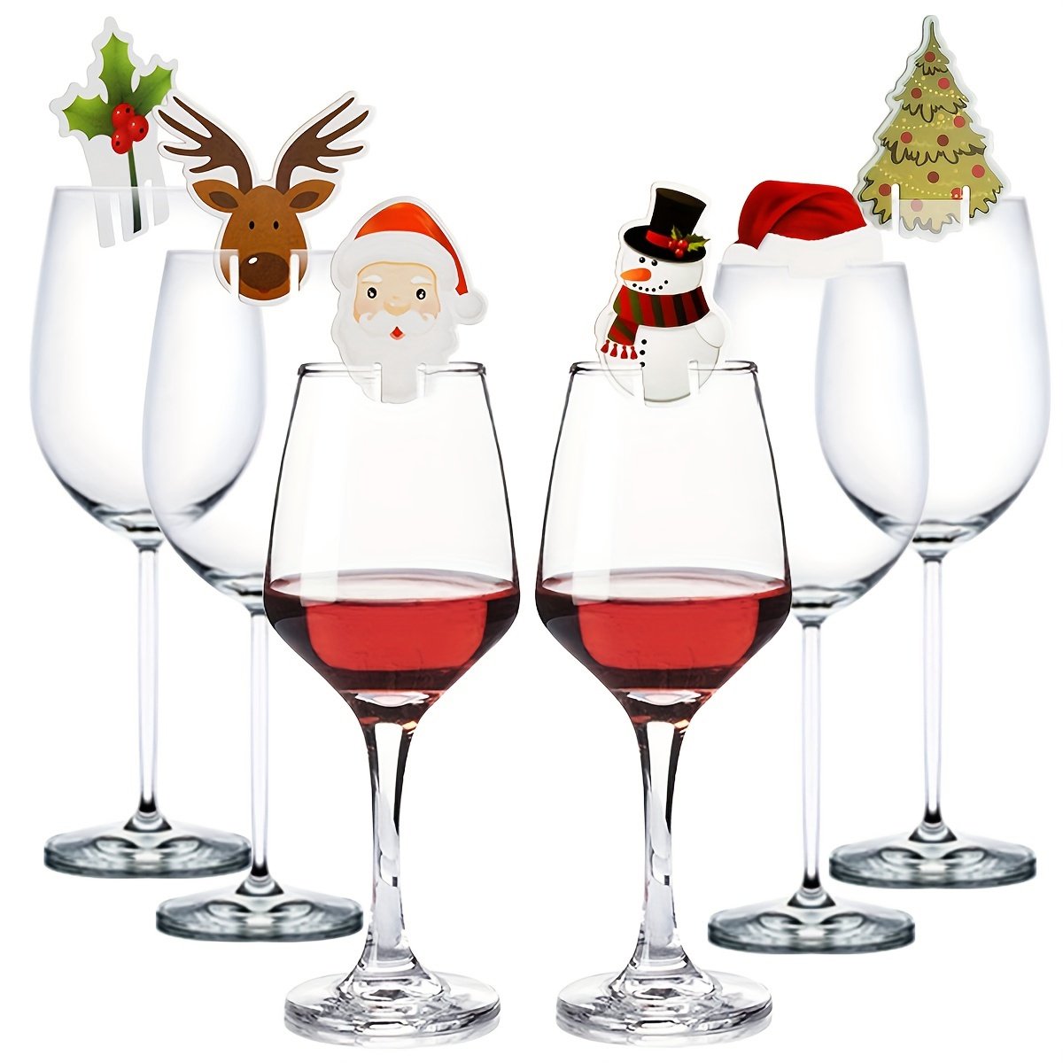 VANDAAG VERZONDEN - Kerstfeest Wijnglashoedjes - Kaartlabels – Plaatskaartjes - Tafeldecoratie kerstdiner