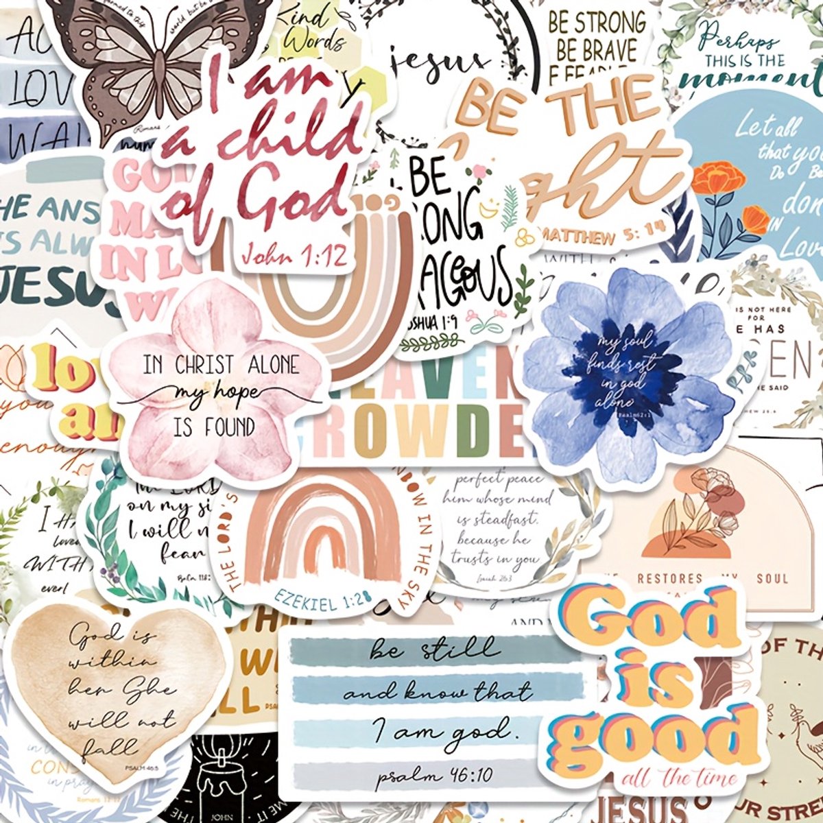 VANDAAG VERZONDEN - Stickers - 50 Stuks - 5-6cm - Christelijk - Bible journaling - Jezus