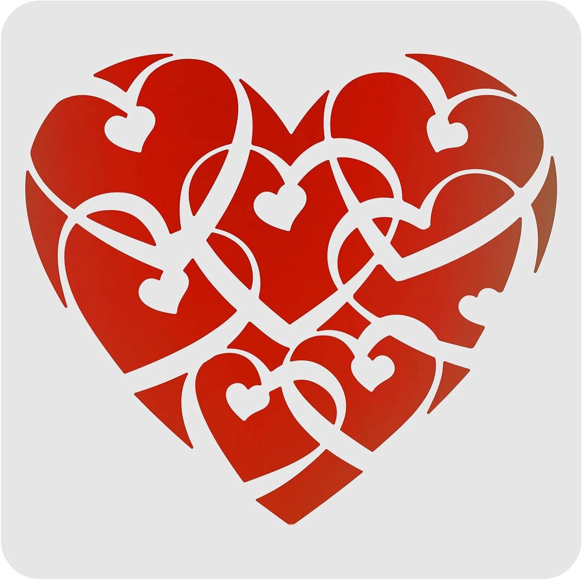 Green Glow - Grote Herbruikbare Plastic Stencil voor Kerstdecoratie - Hart Patroon - 30x30cm