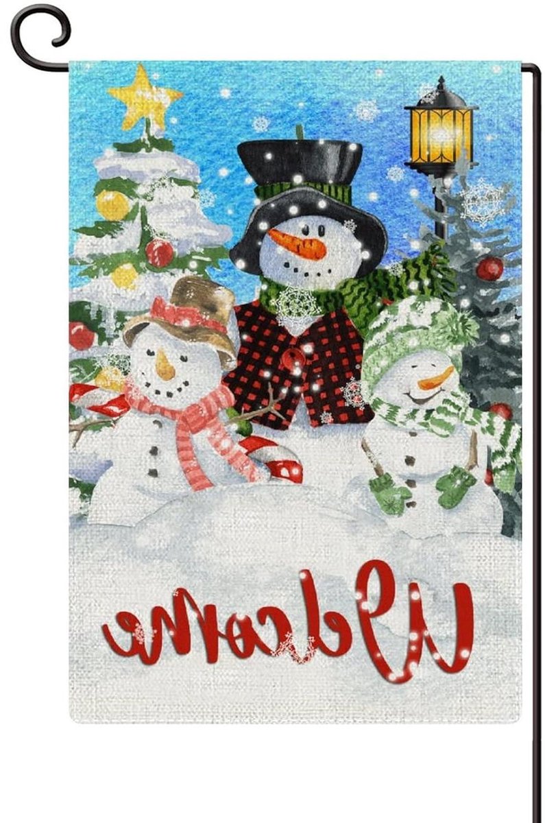 Green Glow - Kerst Winter Sneeuwpop Tuin Vlag Kerstboom Truck 12x18 inch Dubbelzijdig Festival Decoratie Boerderij Vlag Voor Yard Gazon Thuis.