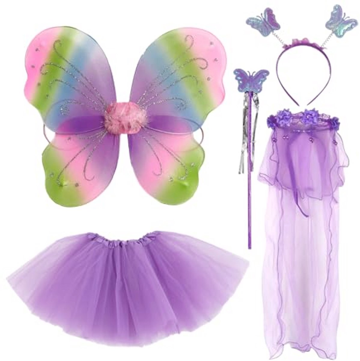 Vleugels voor Kinderen - 5 Stuks Feeën- en Prinsessenkostuum, Paars
