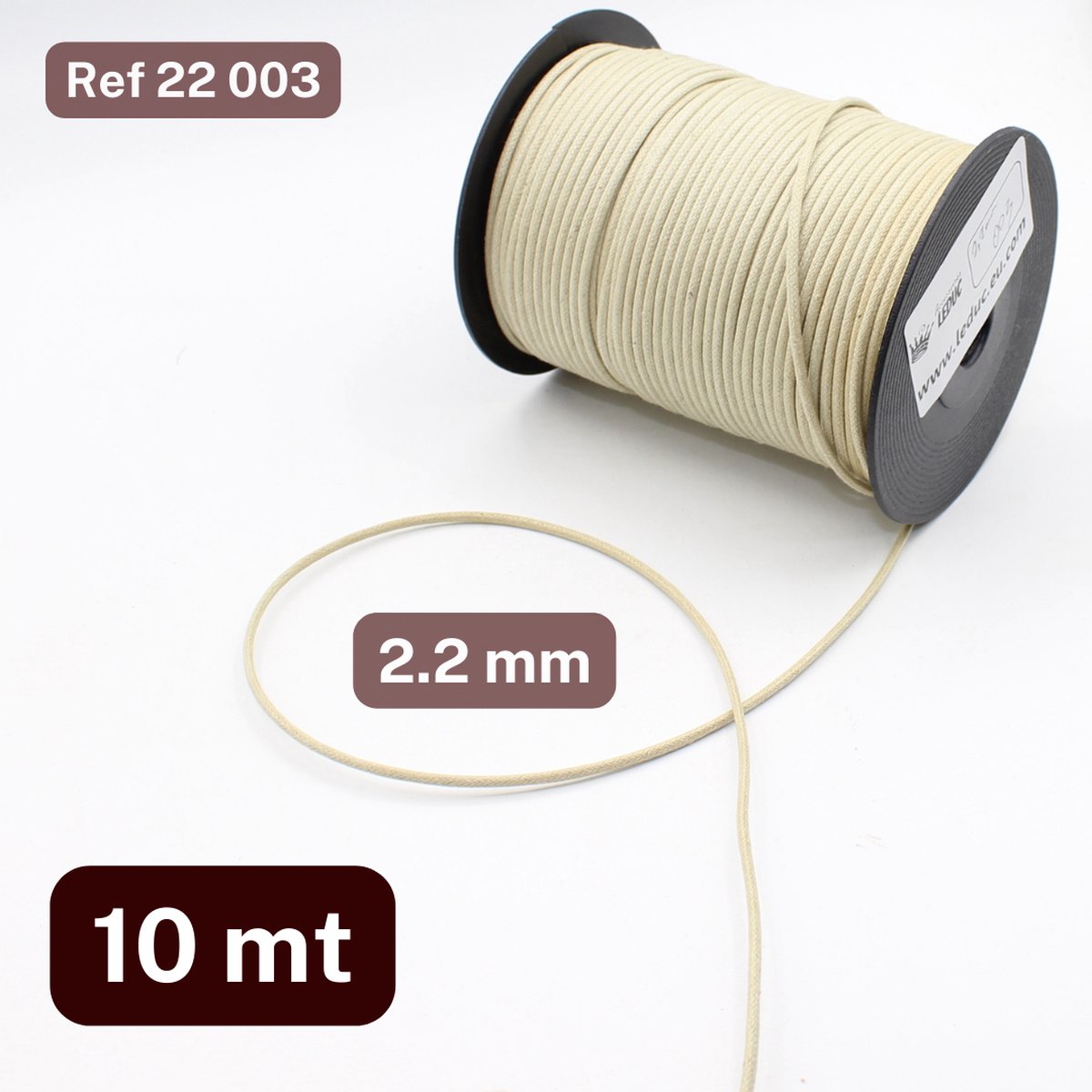 10 Meter WAX KOORD, Dikte 2,2MM, Kleur LICHTBEIGE 003
