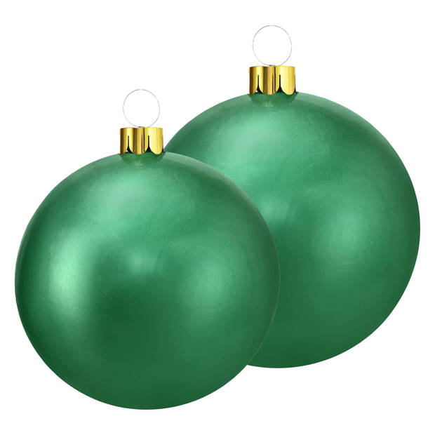Grote opblaasbare decoratie kerstballen - 2x st - 45 en 65 cm - groen - Opblaasfiguren