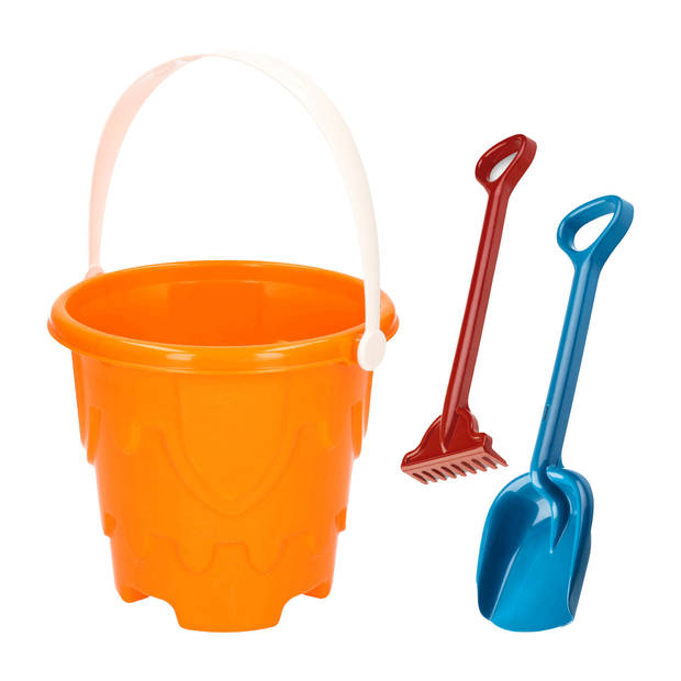 Strand/zandbak set - 3-delig - zandkasteel emmer/schep/hark - Zandspeelsets