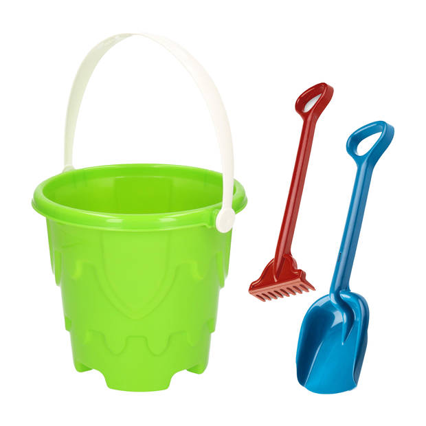 Strand/zandbak set - 3-delig - zandkasteel emmer/schep/hark - Zandspeelsets