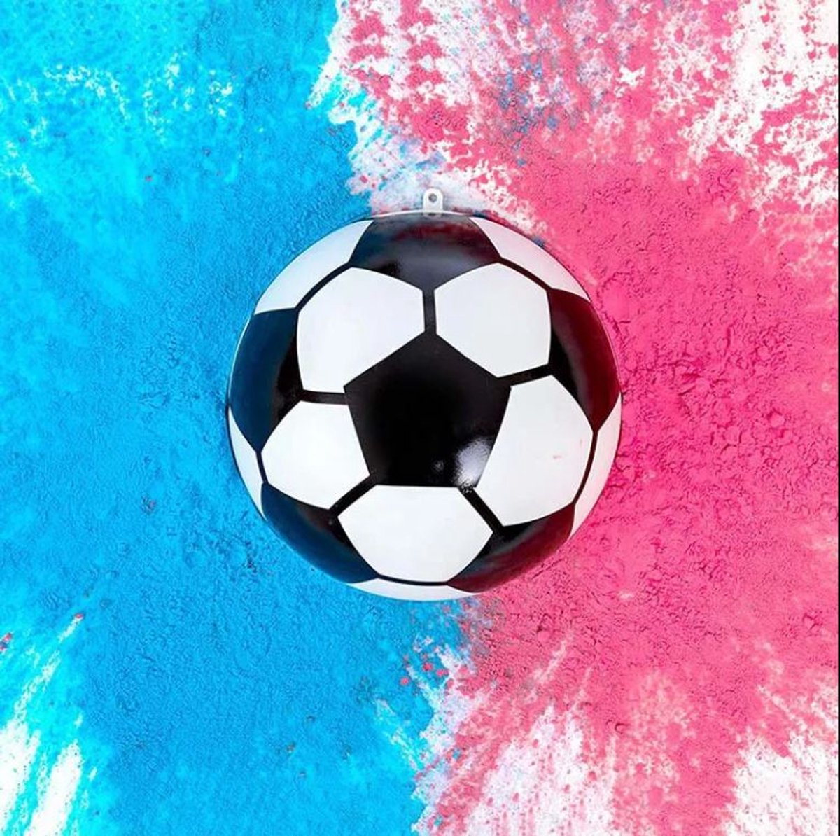 2 Stuks Gender Reveal Voetbal - Blauw en Roze Poeder - Babyshower - Plastic - 100% Biologisch Afbreekbaar