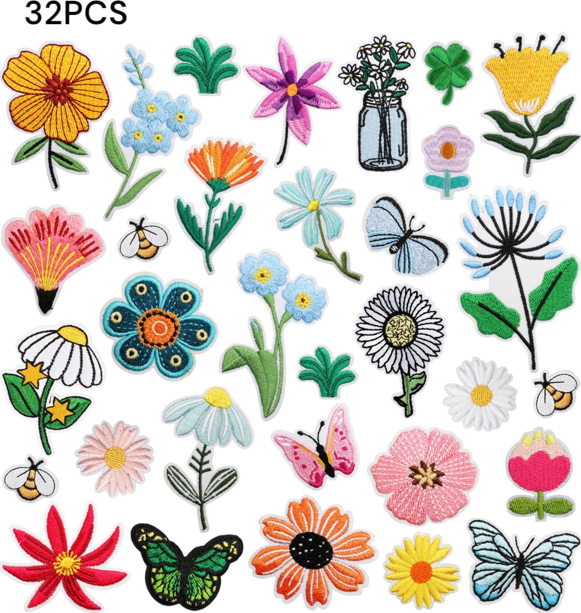 32 stuks strijkpatches - Naai-patches voor kleding - DIY reparatie-accessoires Geborduurde patches-borduurpatch set - jas decoratie patch