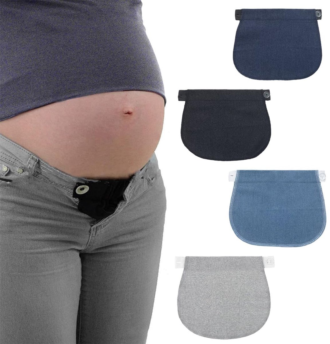 4-delige broekbandverlenger - elastische tailleverlengers - jeans taille - Elastische zwangerschapsgordelverlenging - knoopverlengers Geschikt Voor jeans - Knoopverlenger - Zwangerschap