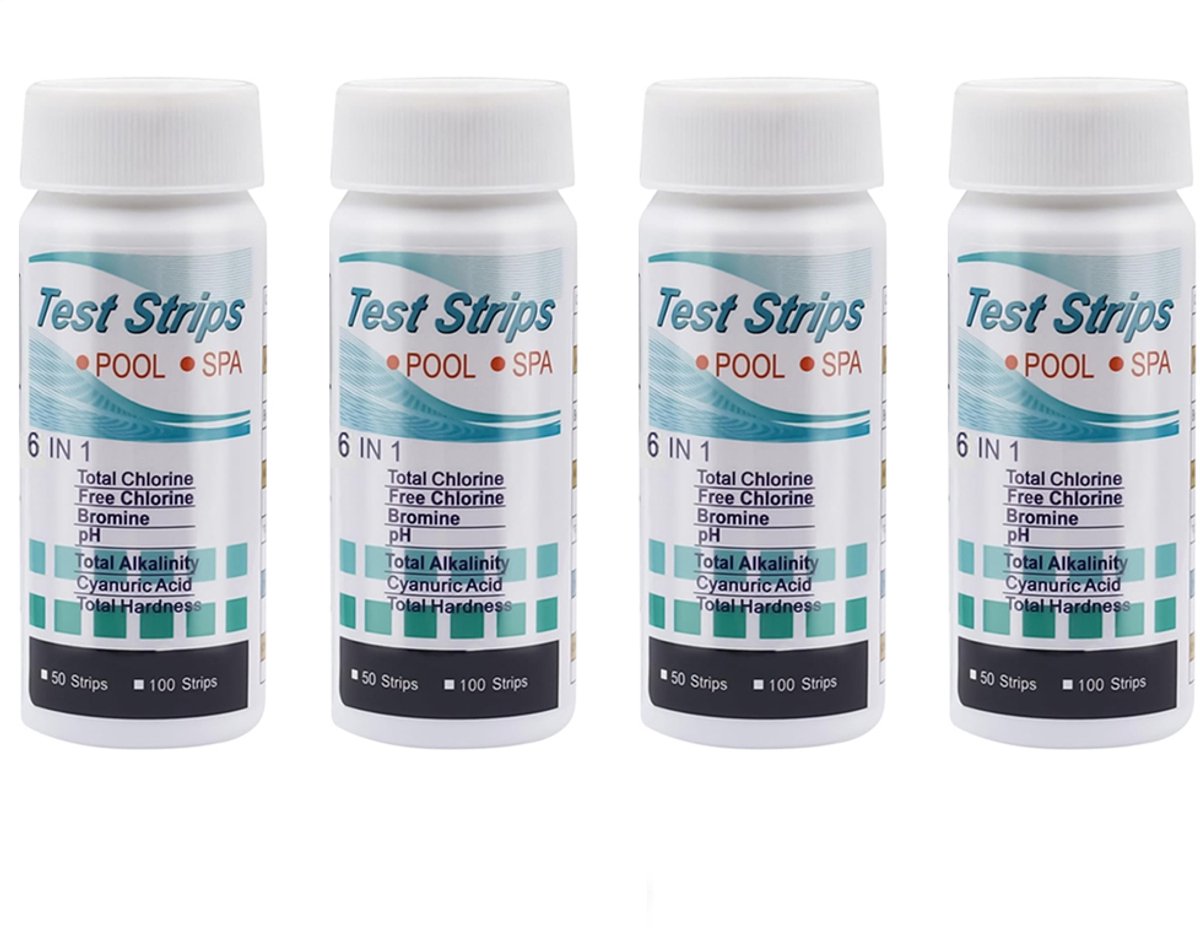 4stuks - Waterkwaliteit zwembad - 50x stuks - Watertester - Zwembad test strips - Water teststrips - 6-in-1 Teststrips - voor het testen van de - Testkit - Controle van waterkwaliteit
