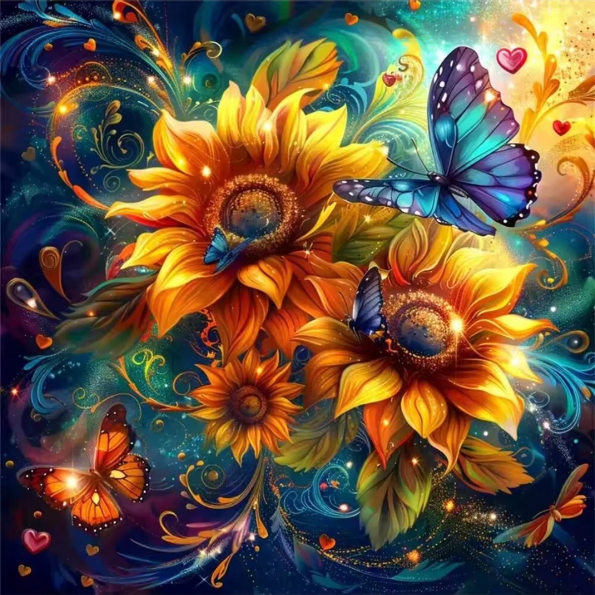 Diamond painting zonnebloem 50x50 vierkante steentjes