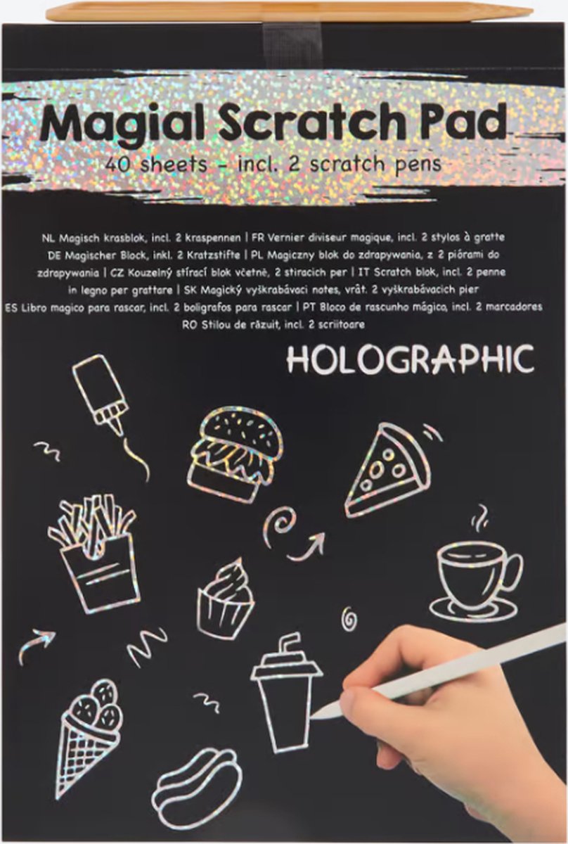 Magisch krasblok - Glitter roze - A5 formaat - 40 vellen - Inclusief 2 kraspennen