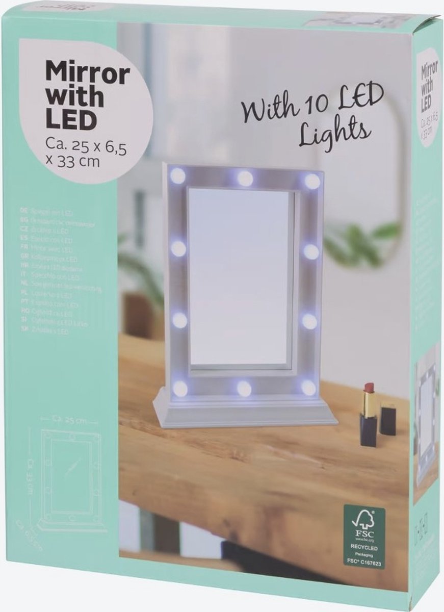 Make-Up Spiegel met LED-Verlichting 34x23 cm Wit