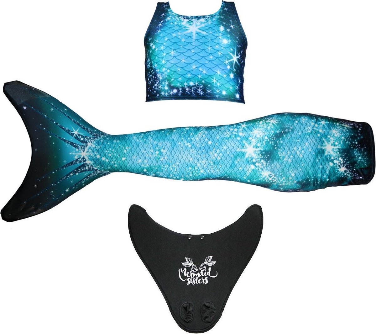 Zeemeermin staart met monovin Mermaid Sisters Sparkle Splash maat 12