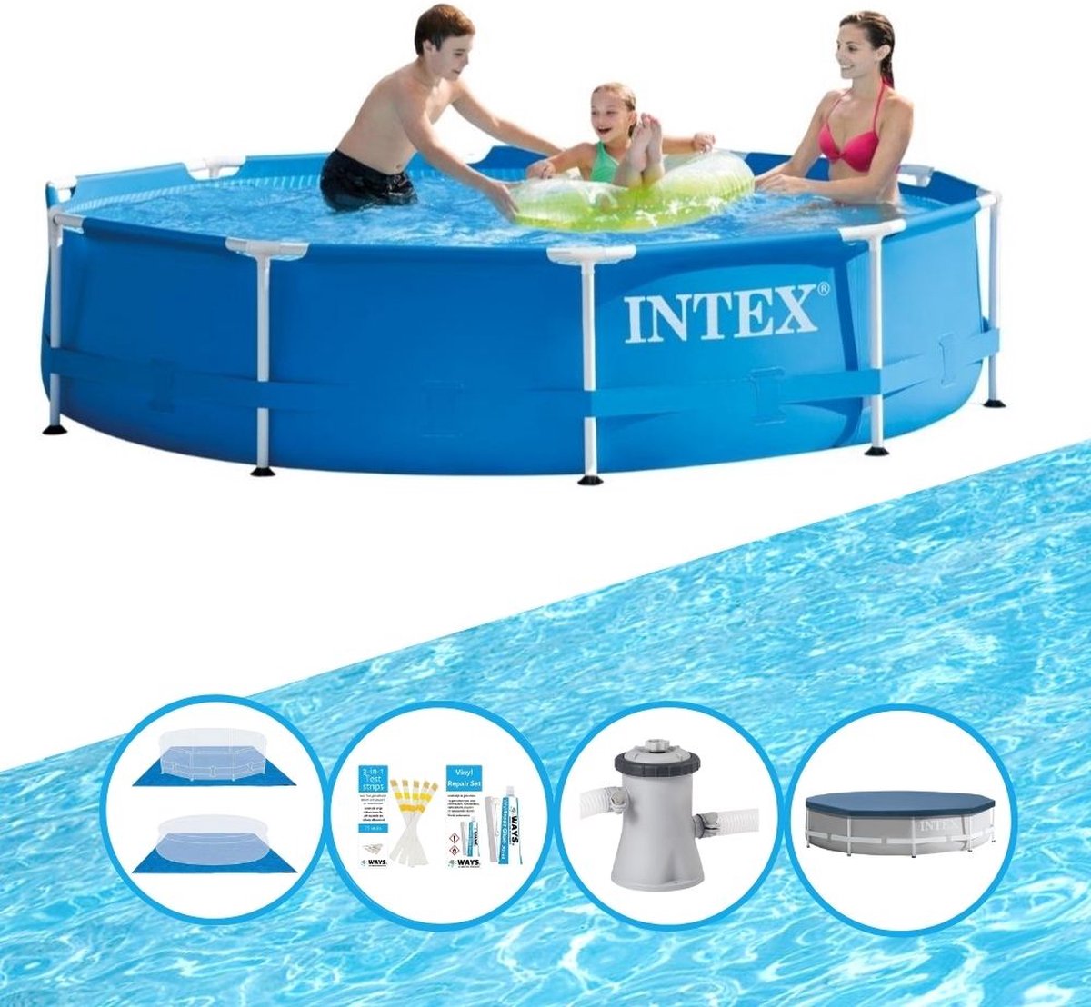 Zwembad Metal Frame - Inclusief accessoires - 305x76 cm