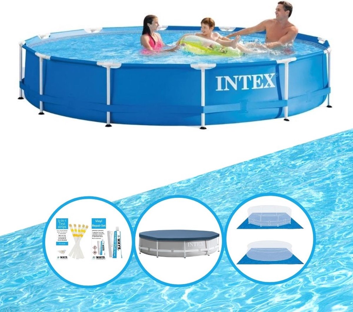 Zwembad Metal Frame 366x76 cm - Inclusief accessoires