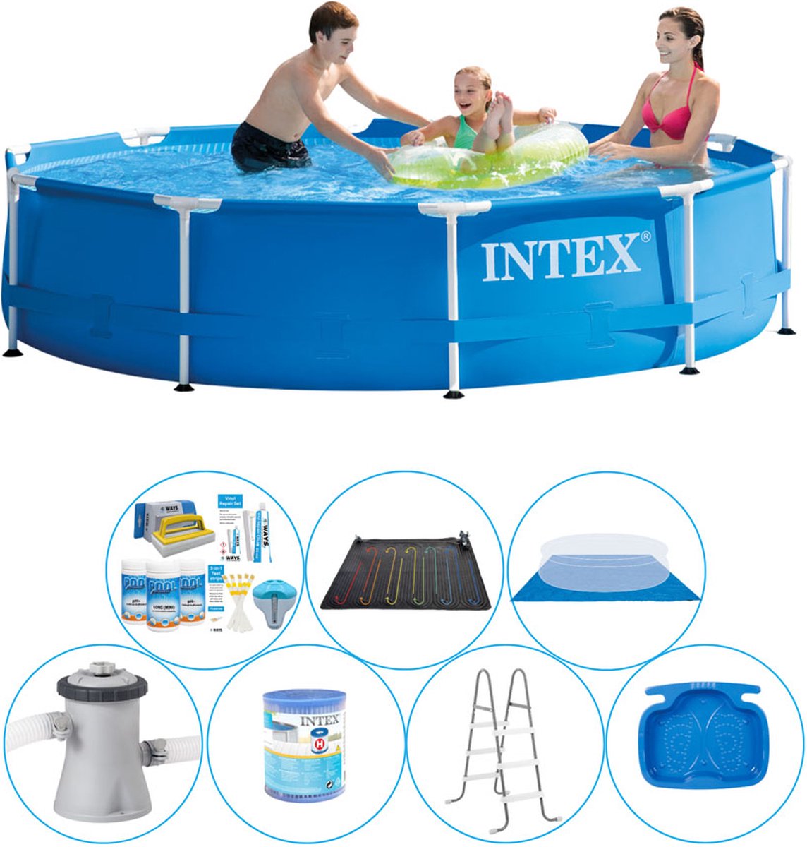 Zwembad Super Deal - 8-delig -  Metal Frame Rond 305x76 cm