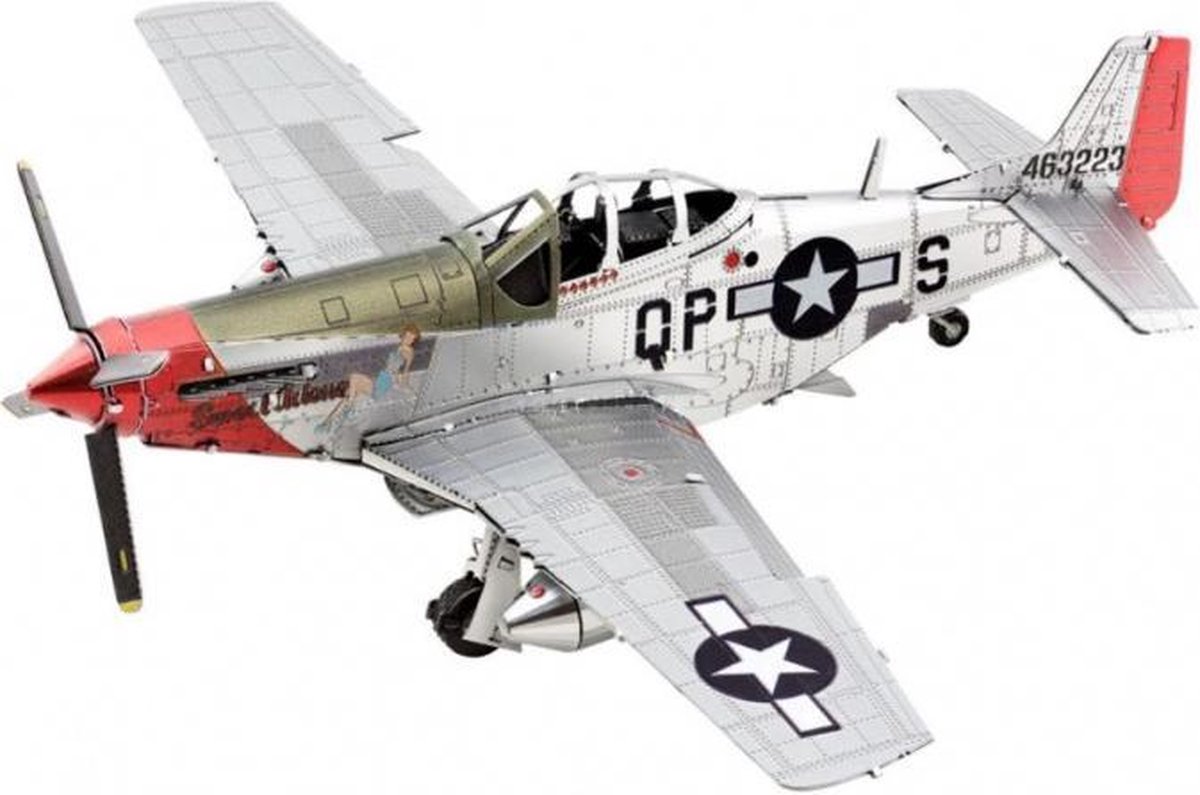modelbouwset P-51D Mustang staal zilver 2-delig