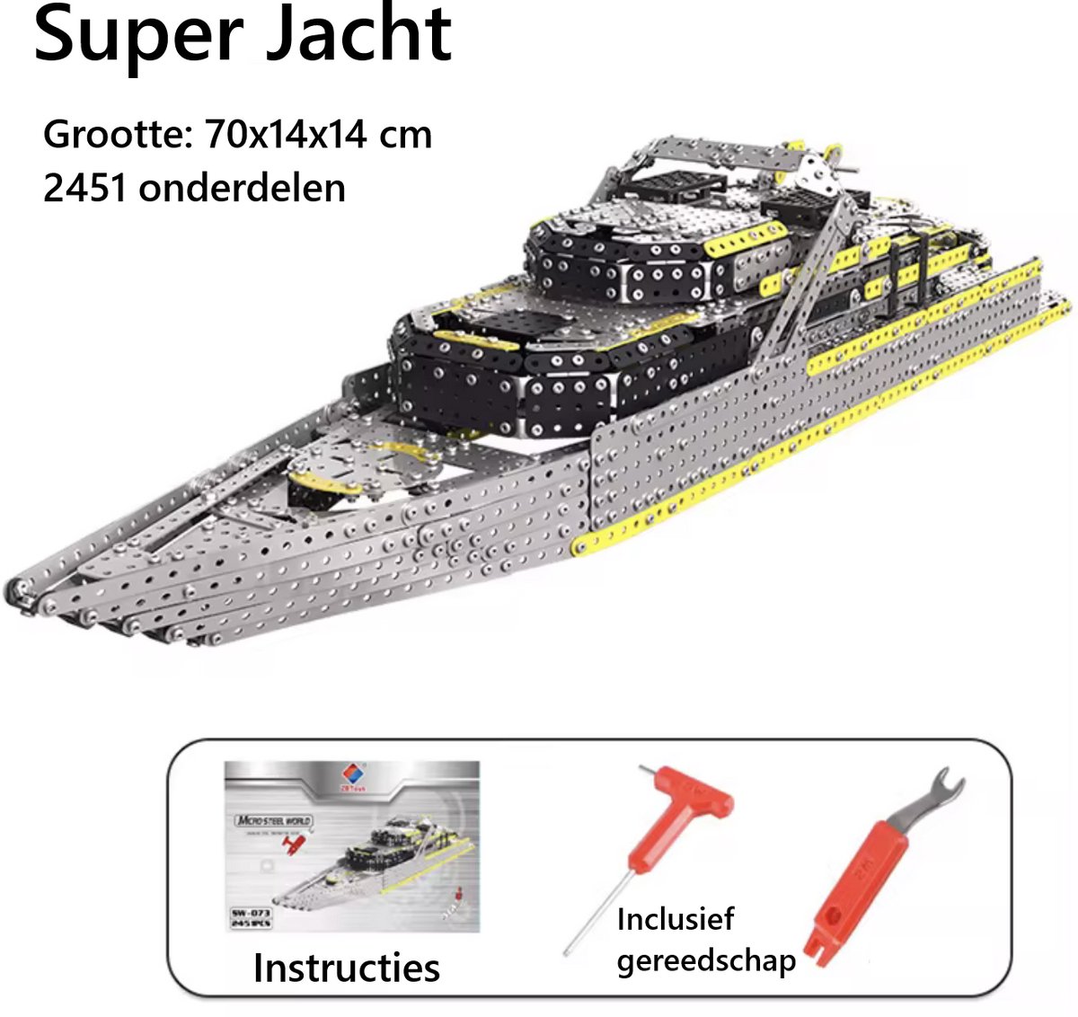 Metalen Bouwpakket Luxe Jacht – DIY Modelbouw - 2400+ Onderdelen - 67cm Lang