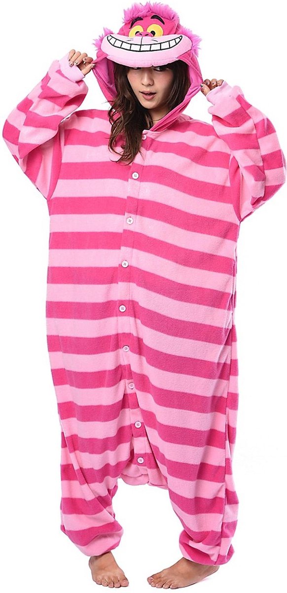 Metamorph GmbH - Cheshire Cat Alice in Wonderland Kigurumi pak voor volwassenen - M / L - Volwassenen kostuums
