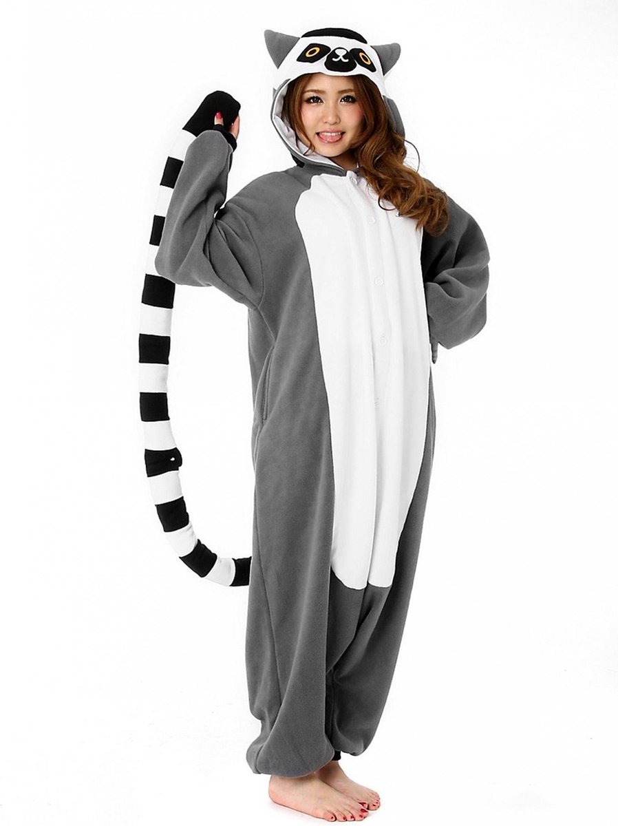 Metamorph GmbH - Kigurumi lemur pak voor volwassenen - M / L - Volwassenen kostuums