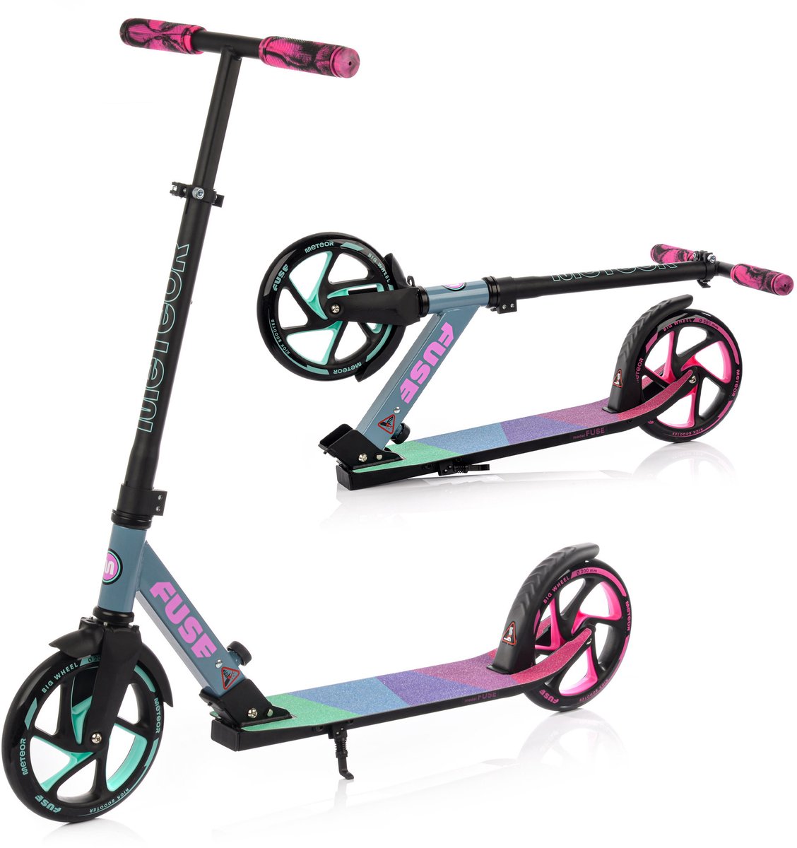 Meteor Fuse Kinderstep - Step Scooter - 200mm wielen - tot 100 kg - verstelbaar stuur - opvouwbaar
