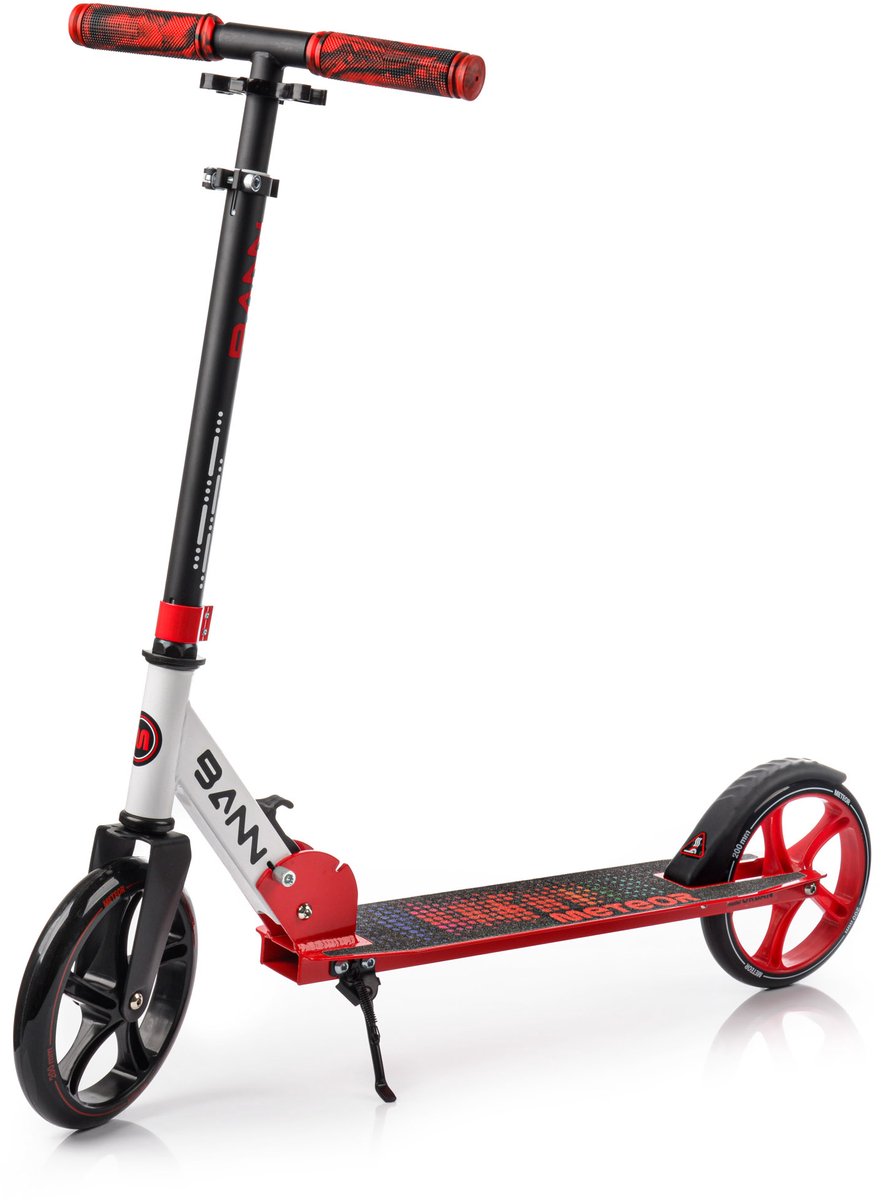 Meteor Kinderstep Urban Bann Rode - Step Scooter - tot 90 kg - 3-traps hoogteverstelling - Grote wielen - Opvouwbaar - 3,7 kg