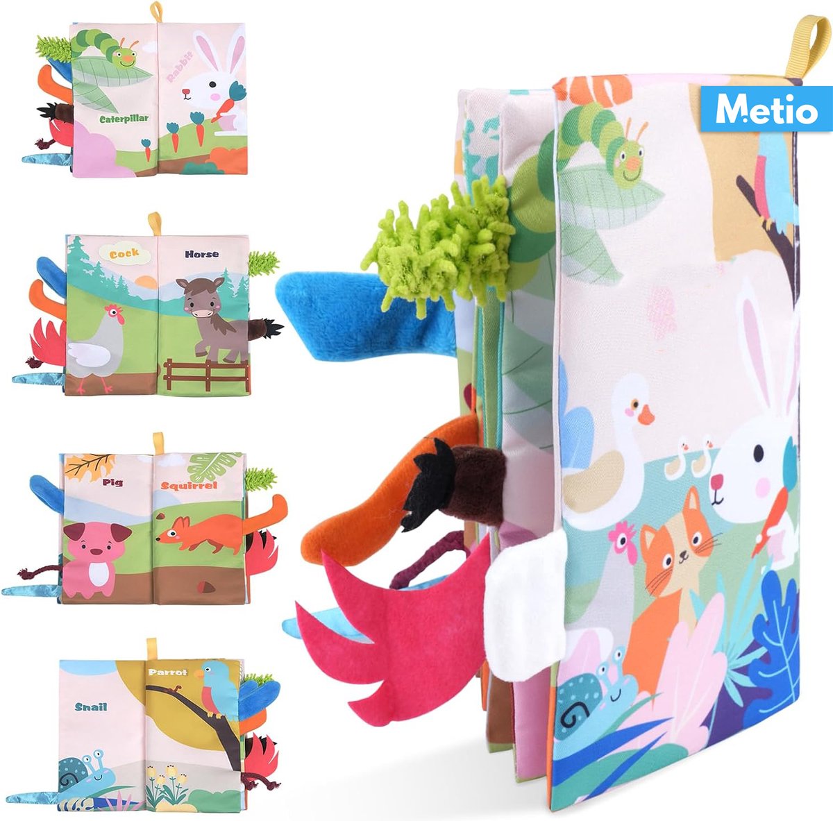 Metio - Baby Boek – Baby boekjes eerste jaar - (0-3 Jaar) – 3D Sensorisch Speelboek voor Vroege Ontwikkeling