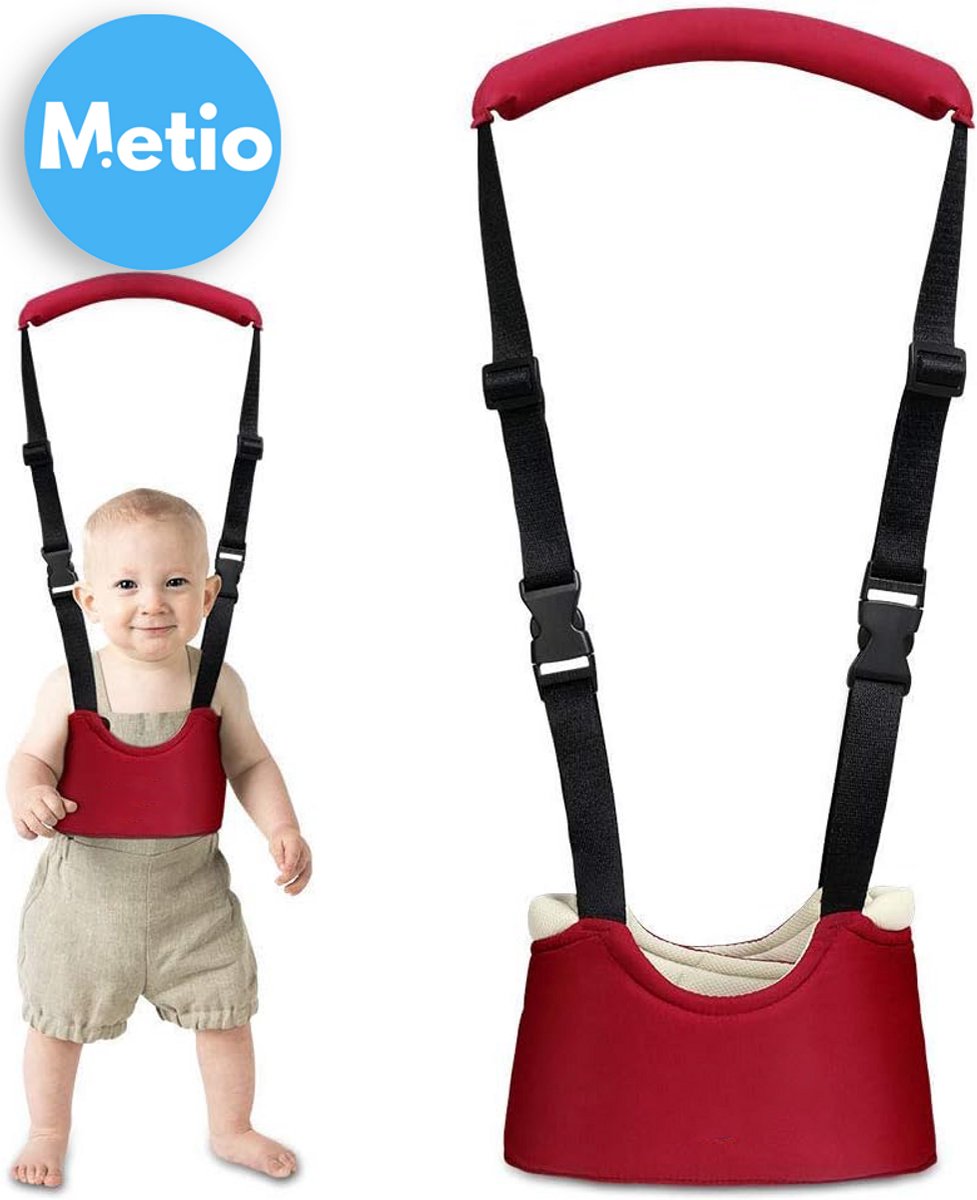 Metio - Baby Loophulp - Verstelbare Loopwagen met Veiligheidssluiting & Ademend - Leerhulp - Rood