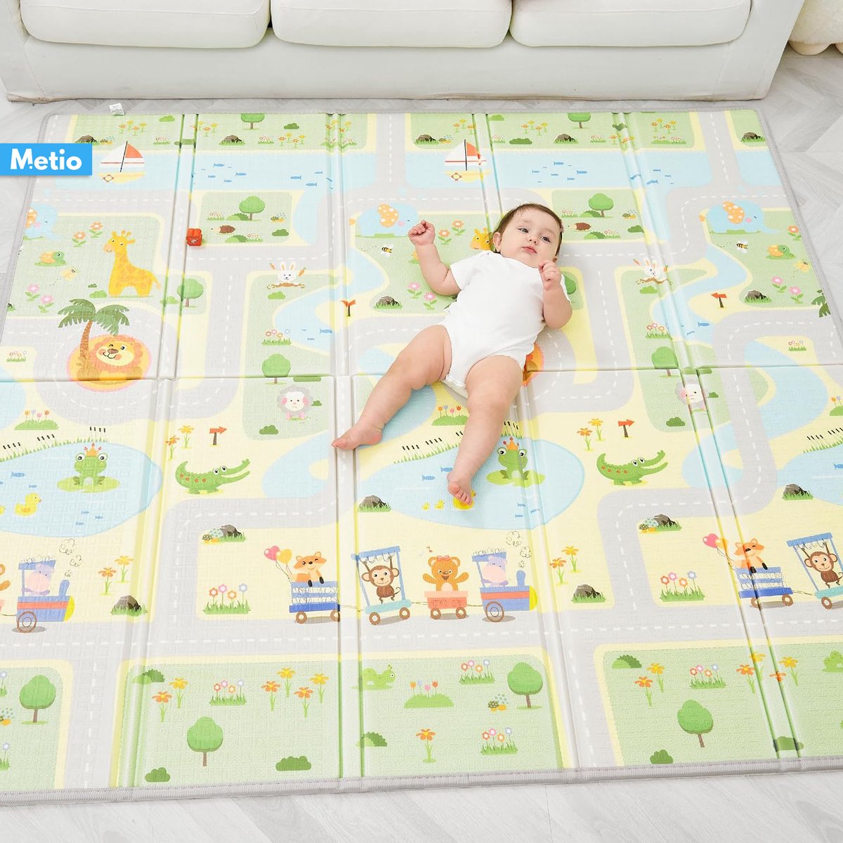 Metio - Baby Speelmat - Speeltapijt - Speelkleed - Foam - Opvouwbaar- 150x180x1cm - Duo-kleur