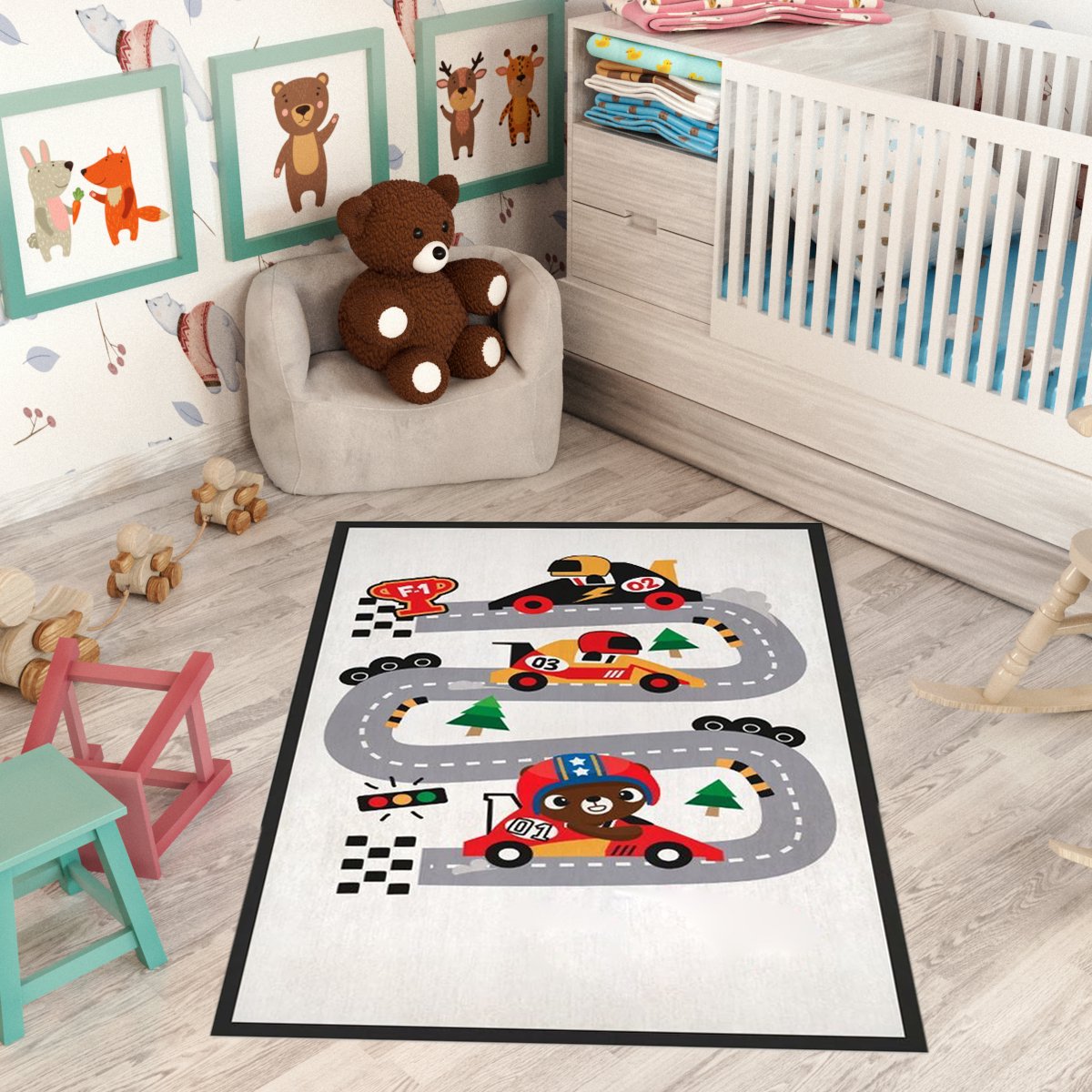 Speelkleed Race - 98x140 cm - Vloerkleed - Speeltapijt