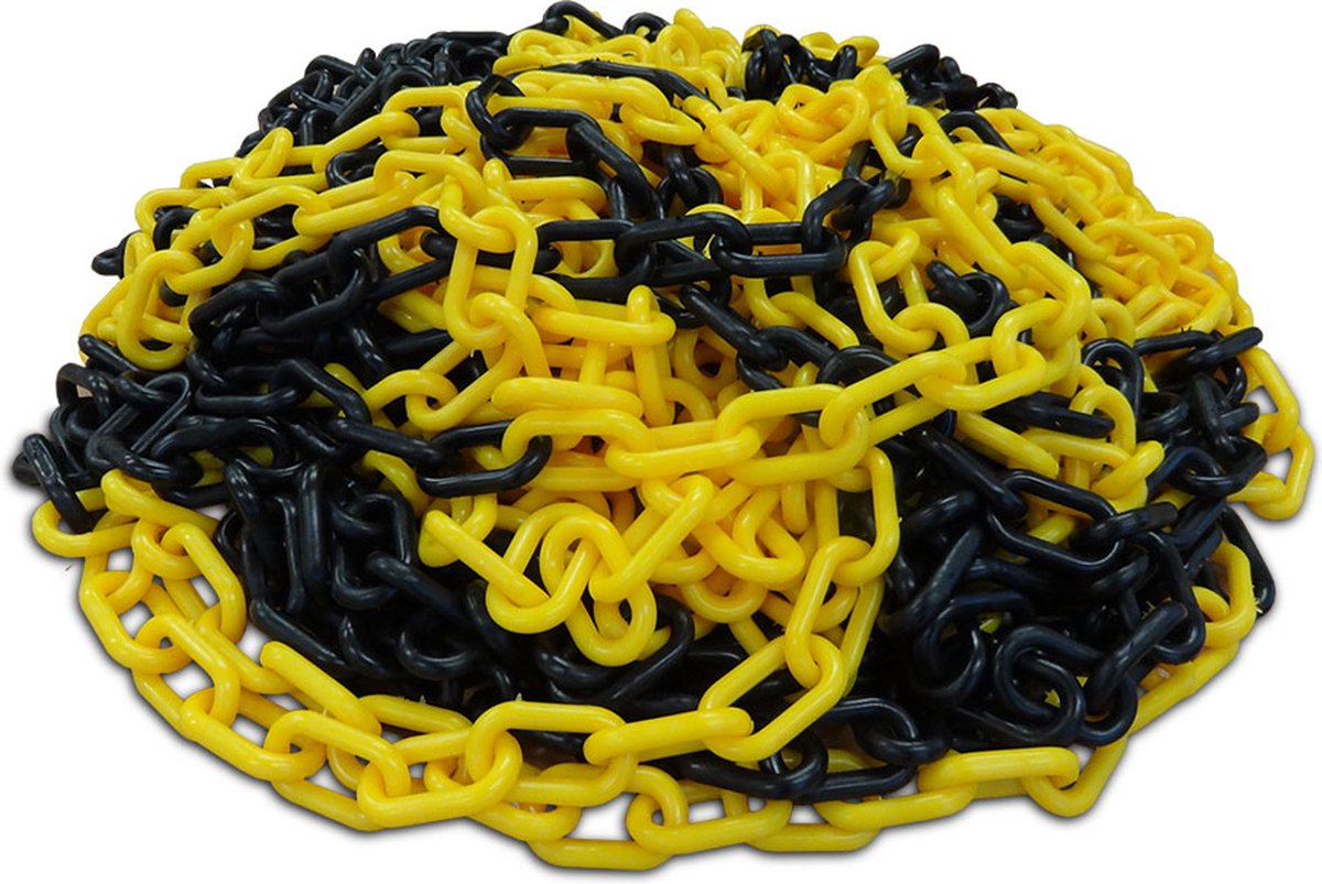 Afzetketting - Geel/zwart ketting - 25 meter - schakels 8mm - hoge kwaliteit