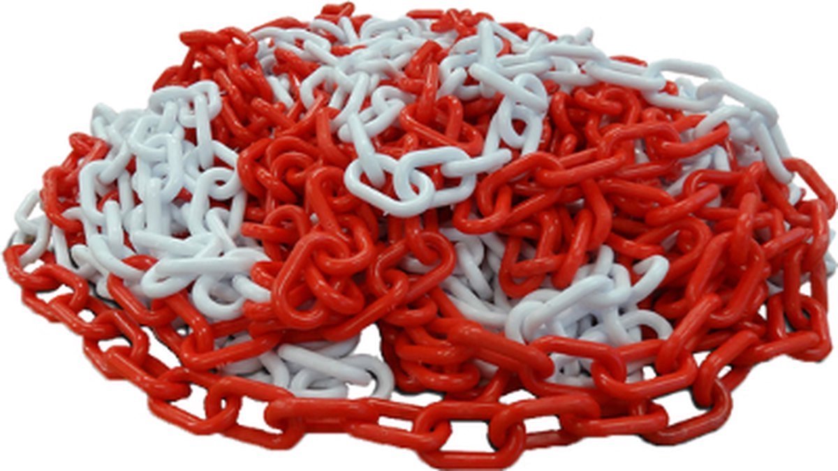 Afzetketting - Rood/wit ketting - 10 meter - schakels 8mm - hoge kwaliteit