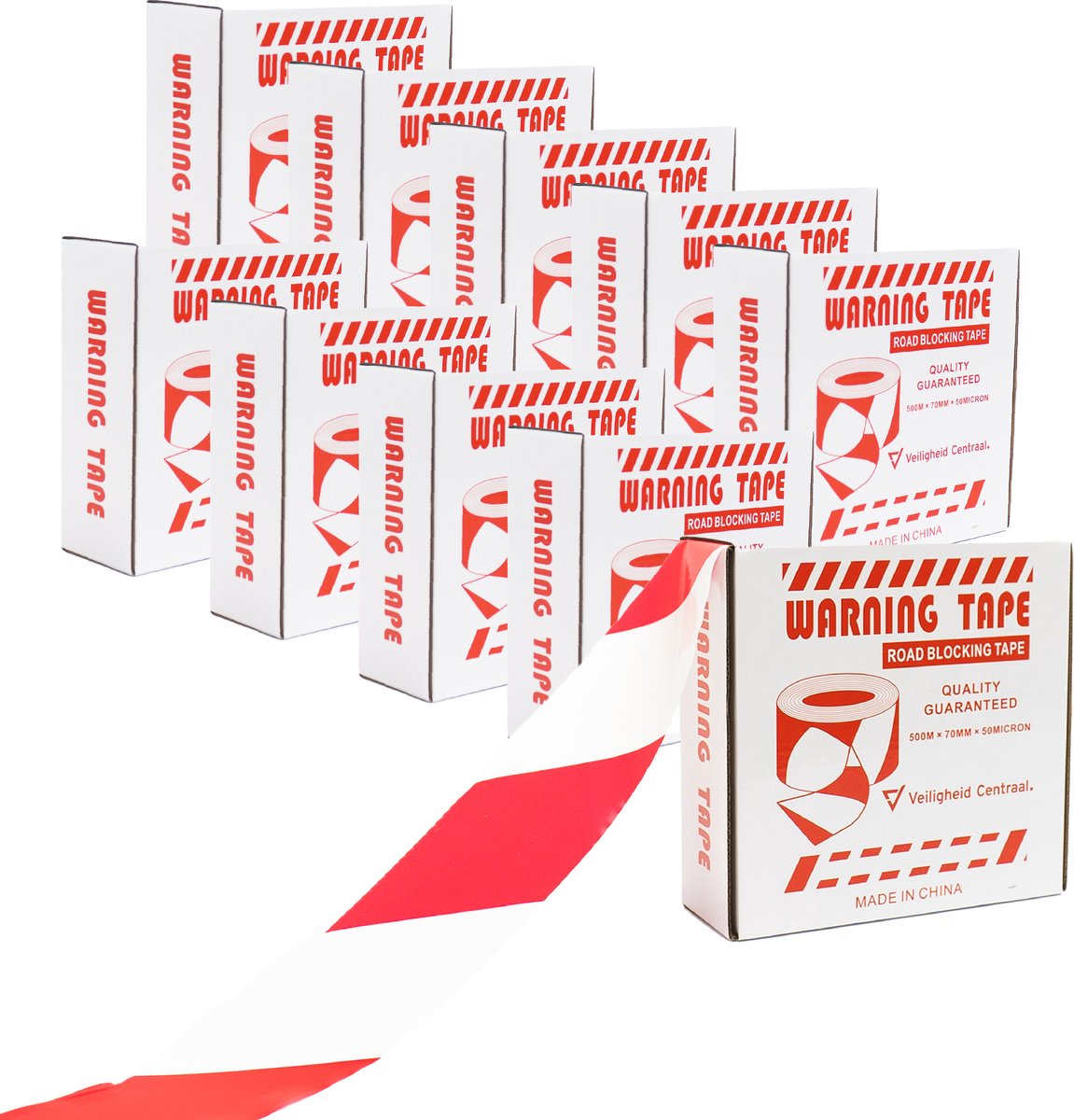 Afzetlint rood wit 500 meter - 10 stuks afzetlinten - 500 meter per rol - hoge kwaliteit