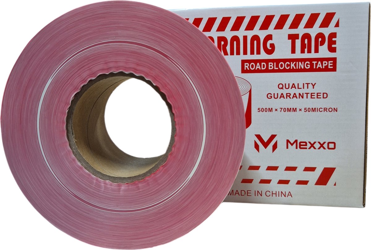 Afzetlint rood wit 500 meter - 50 micron - Afzetlinten - hoogwaardige kwaliteit -  