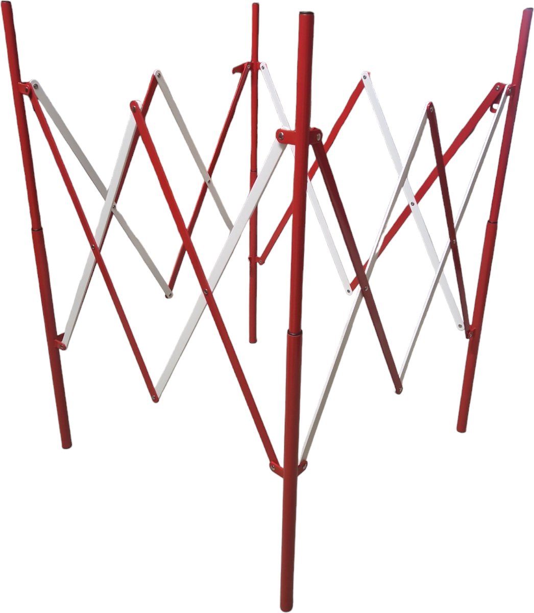 Schaarhek Rood / Wit vierkant - Harmonica hek metaal - Afzethek 115cm hoog